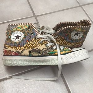 CONVERSE HIGH TOP CHUCKS custom dinosaur jungle
